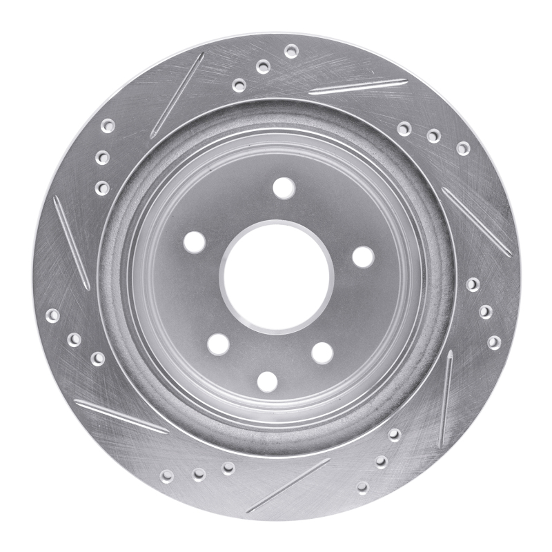 Infiniti G35 Brake Rotor (1) - Rear Right - R1 Concepts - Drilled & Slotted - Silver - `02-`25